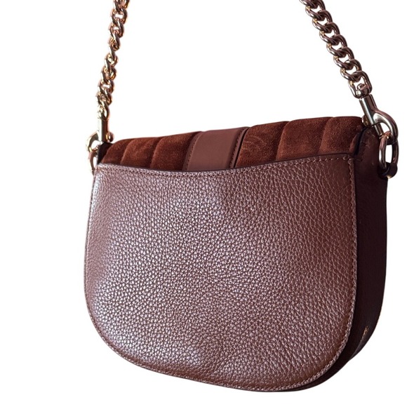 Coach Georgie Saddle Bag Quilting Suede Leather Redwood Shoulder Crossbody - Picture 6 of 7